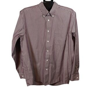 Eddie Bauer Mens Striped Button Down Shirt Relaxed Fit Wrinkle Resistant Cotton